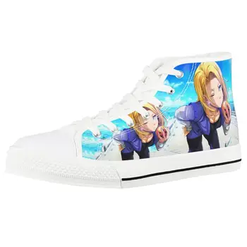 

Anime Pattern Custom Female High-top Canvas Shoes Dragon Ball Casual Vulcanized Shoes Sneakers Women Android 18 Off-white Shoes