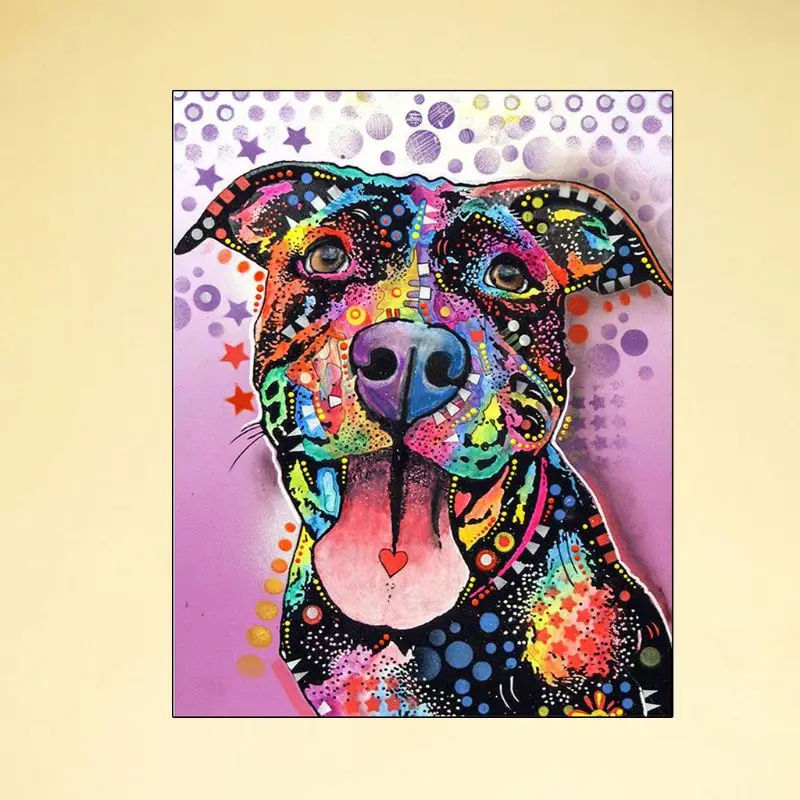 

Colorful Dog Frameless DIY Digital Oil Painting By Numbers Canvas Modern Picture Q84D for Diamond embroidery