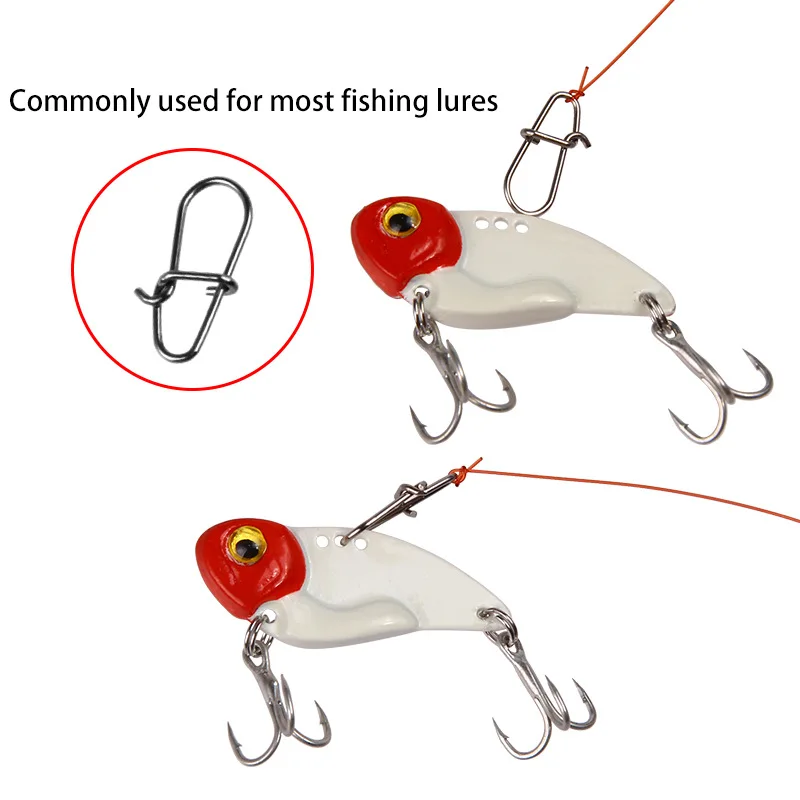 50pcs Stainless Steel Fishing Lure Snap Pins 0-7# Swivel Bait Hook