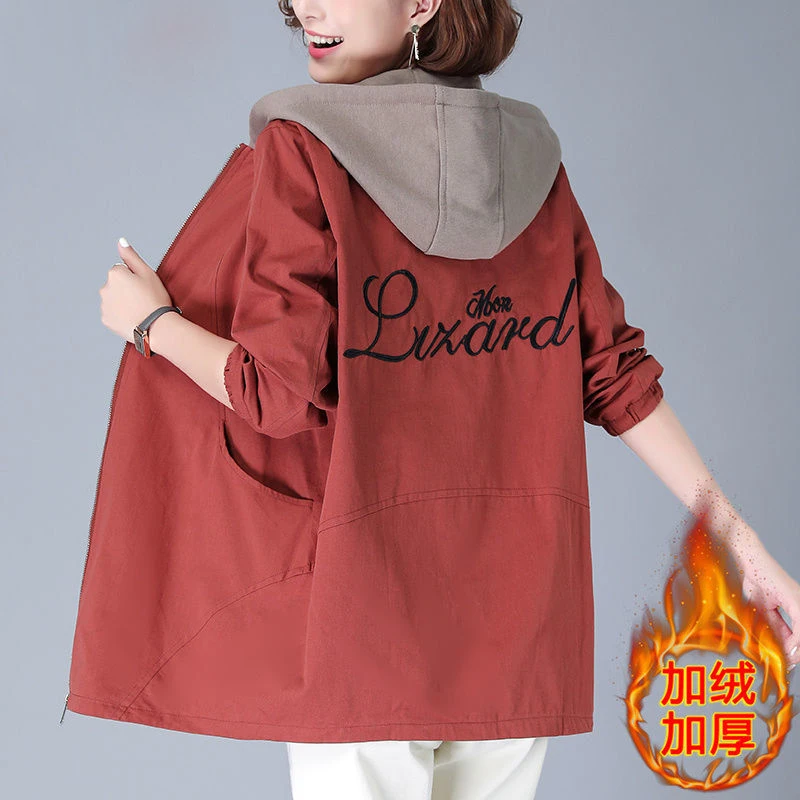 

Winter Women Orange Green Mid-length Hooded Fleece Cotton Coats Outerwear Thick Warm Loose Jackets Plus Size 3XL 4XL For Female