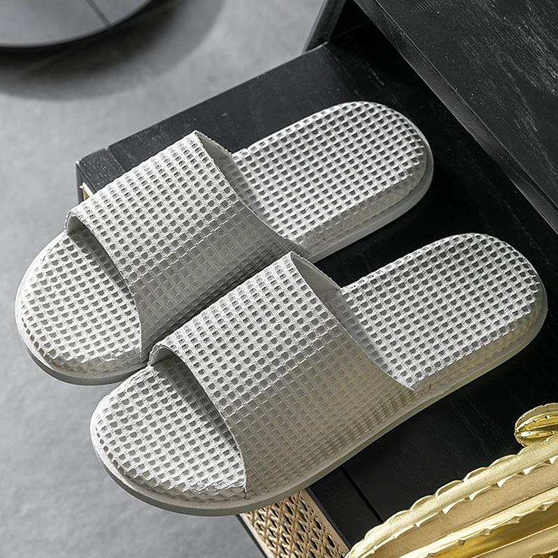 

Flat Slippers for Women Non-slip Bath Slippers Checkerboard Home Slippers Women Solid Concise Summer Slippers