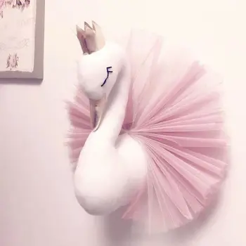 

3D Gold Crown Swan Headdress Wall Art Hanging Ornament Nursery Kids Room Decor G99C