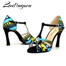 Обувь для танцев сальсы; женская обувь для латинских танцев с мягкой подошвой; обувь для танцев с принтом батика; обувь для танцев; Bsllroom; домашние сандалии