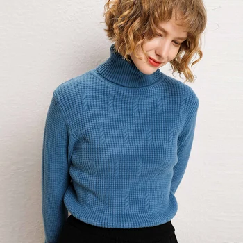 

turtleneck sweater women's winter knitted full sleeves thick casual jumpers quality blouse fall knitwear fashion pullover