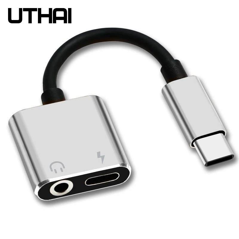 UTHAI T11 тип-c до 3,5 мм аудио адаптер Разъем для наушников 2в1 конвертер для зарядки USB C кабель