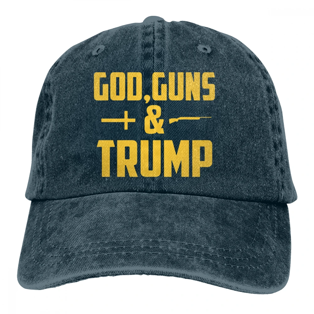God guns And Trump Casquette черные унисекс Мужские Женские джинсовые бейсболка с ремешком кепки Регулируемая шляпа для гольфа папа