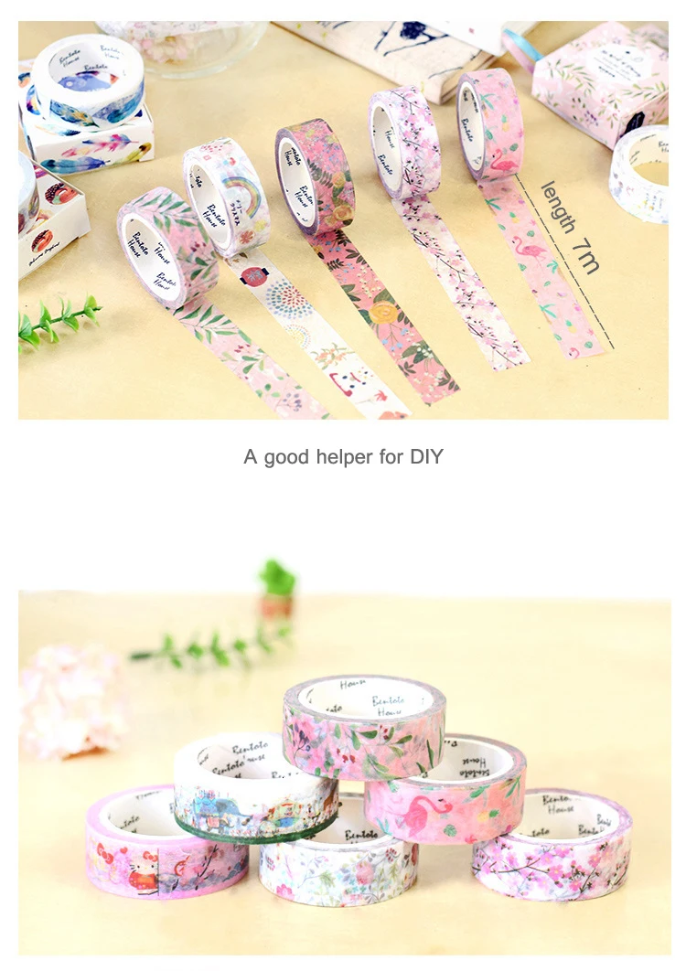 JIANWU Японии стиль розовый 15 мм X 7 м цветок милый Васи клейкие ленты DIY Украшение для альбома Дневник стикеры kawaii школьные принадлежности
