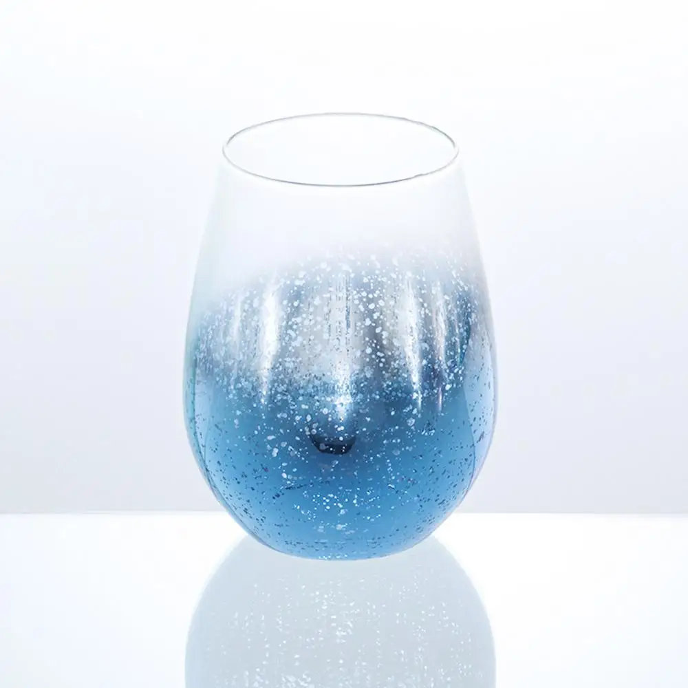 Скандинавский бокал для вина, прозрачная Звездная стеклянная чашка, термостойкая пивная кружка для питья, пивное стекло TDH - Цвет: Синий
