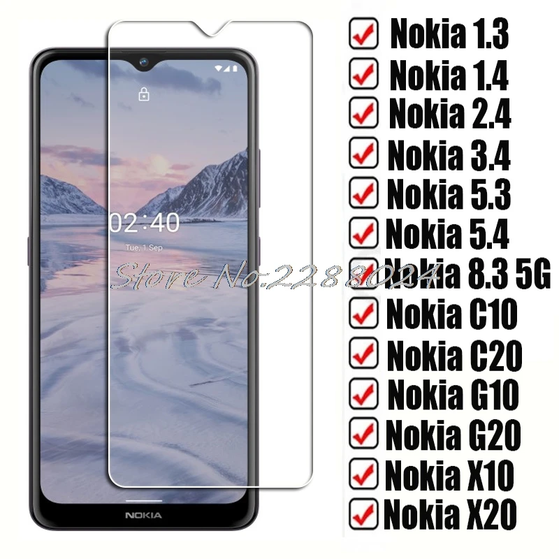 iphone screen protector HD Tempered Glass For Nokia 1.4 1.3 2.4 3.4 5.3 5.4 8.3 5G Protective Cover ON C10 C20 G10 G20 X10 X20  Screen Protector Film mobile protector