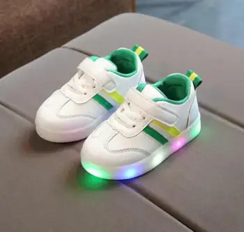 

New Children Luminous Shoes Boys Girls Stripe Sport Running Shoes Baby Lights Fashion Sneakers Toddler Kids LED Sneakers