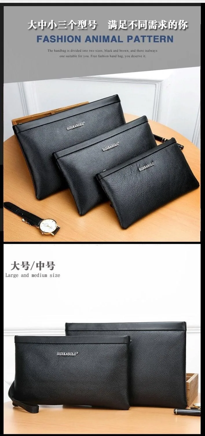 New simple men's handbag soft leather clutch bag men's casual wallet large capacity high quality