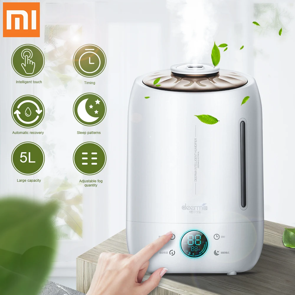 

Xiaomi Deerma Air Humidifier Ultrasonic Fog 5l Quiet Aroma Mist Maker Led Touch Screen Timing Function Home Water Diffuser