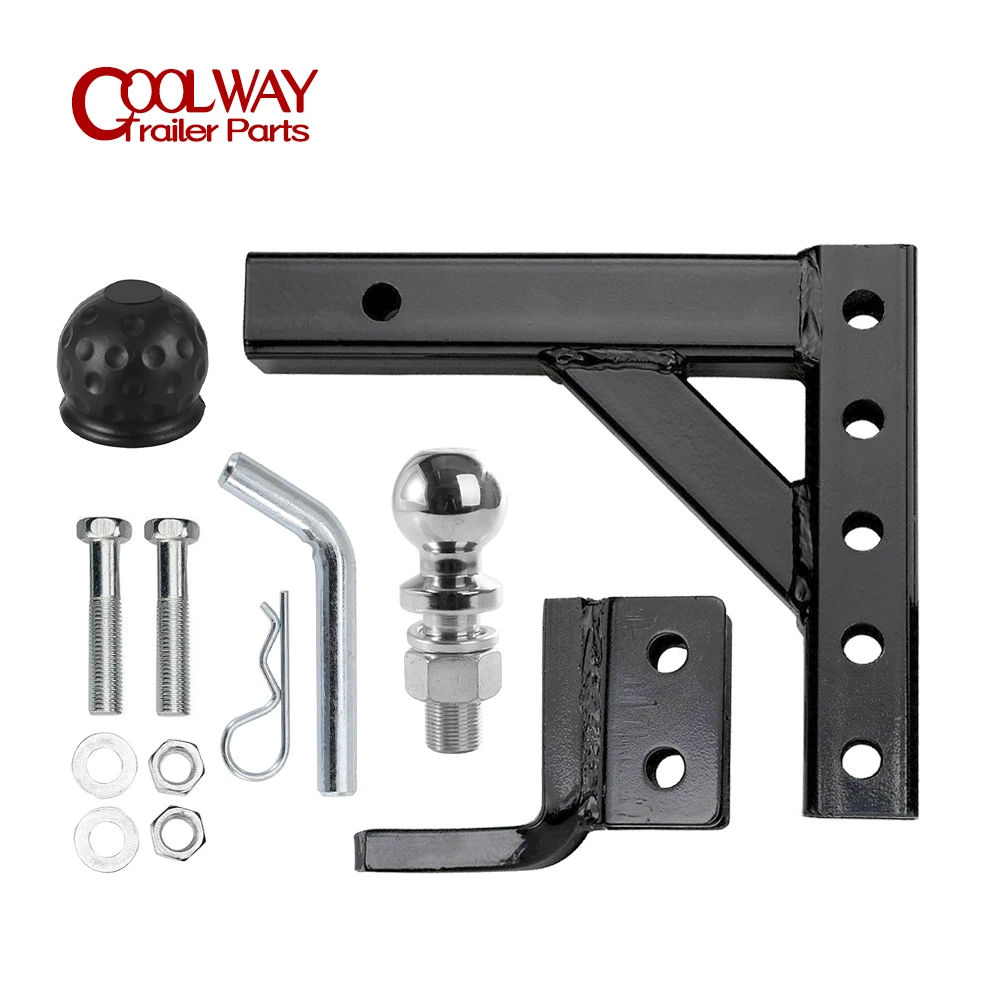 10" Adjustable 4 Level Trailer Drop Hitch Ball Mount Tow for 2" Receiver With 50mm Ball RV Parts Camper Caravan Accessories tow strap caravan hitch cover d ring shackle hitch