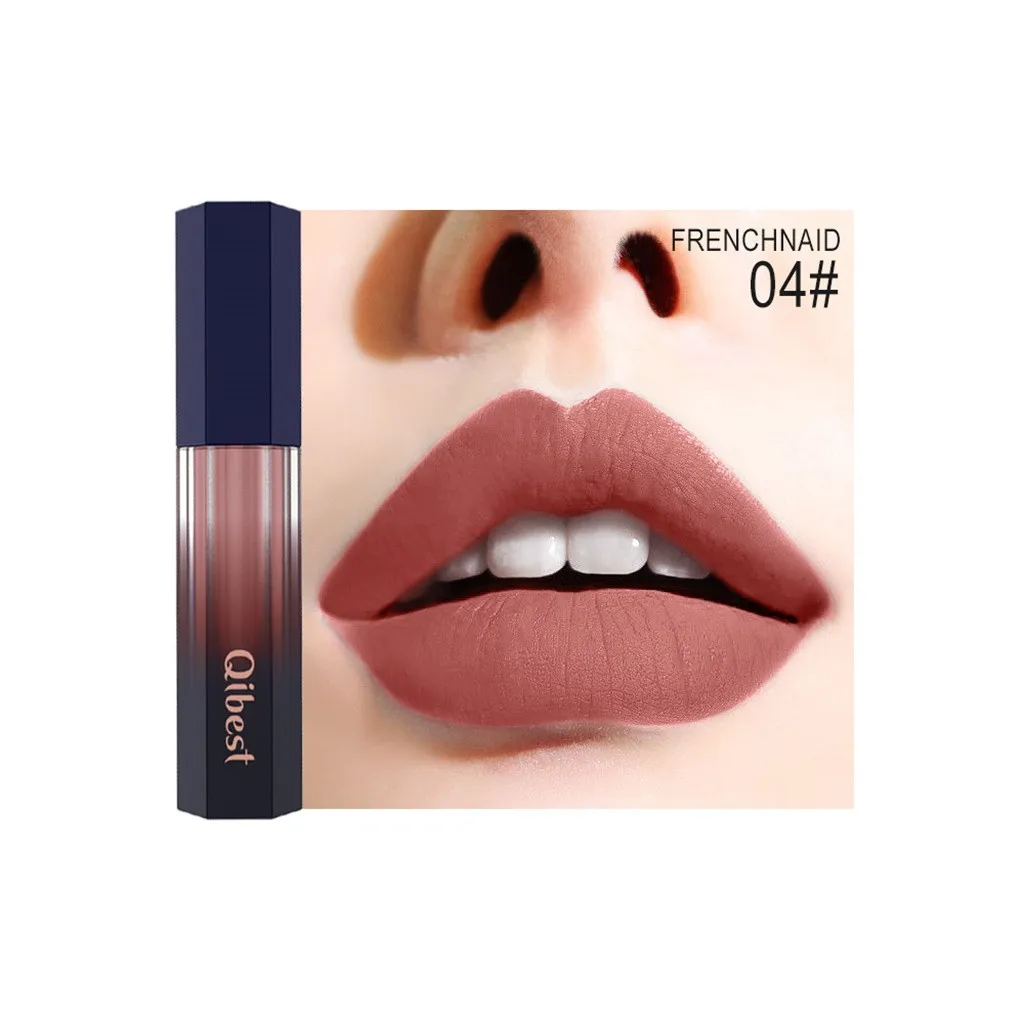 

Qibest Waterproof Nude Matte Velvet Glossy Lip Gloss Lipstick Lip Balm Sexy Red Lip Tint 12 Colors Women Fashion Makeup Gift #h