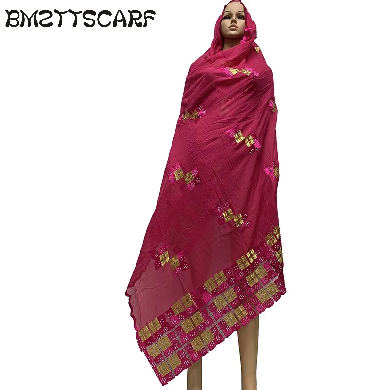 

African Women Cotton Scarf Muslim Embroidery 100% Cotton Scarf for Shawls Hijab Scarf BM838