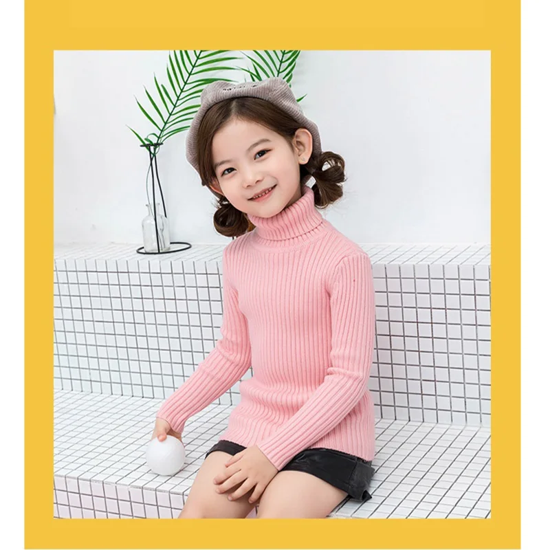 

Baby Girls Winter Multicolor Turtleneck Sweater Clothes Autumn Boys Children Clothing Pullover Knitted Solid Kids Sweaters