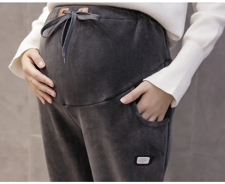 378# зимние утепленные вельветовые штаны для беременных для талии, живота, эластичная одежда для беременных женщин