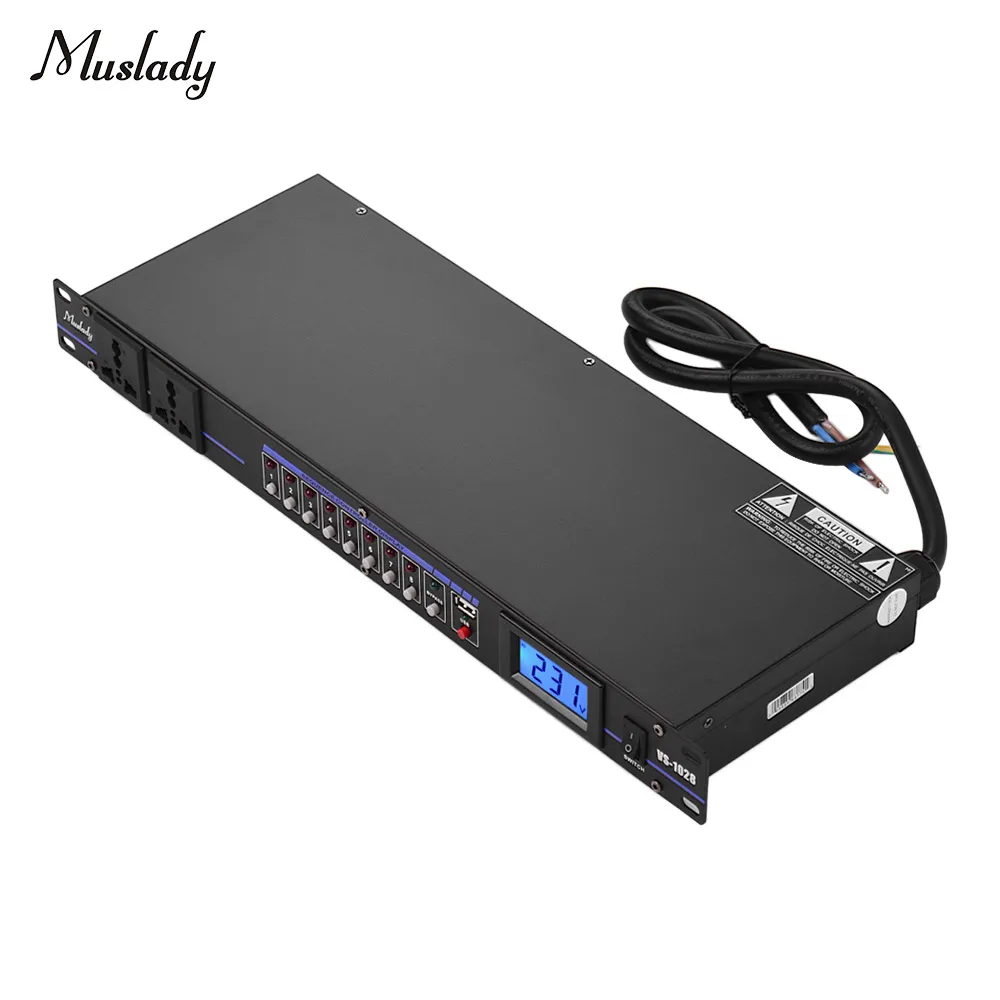 Muslady VS-1028 10-outlet Rack Mount регулятор последовательности мощности регулятор питания кондиционера для DJ аудио записи