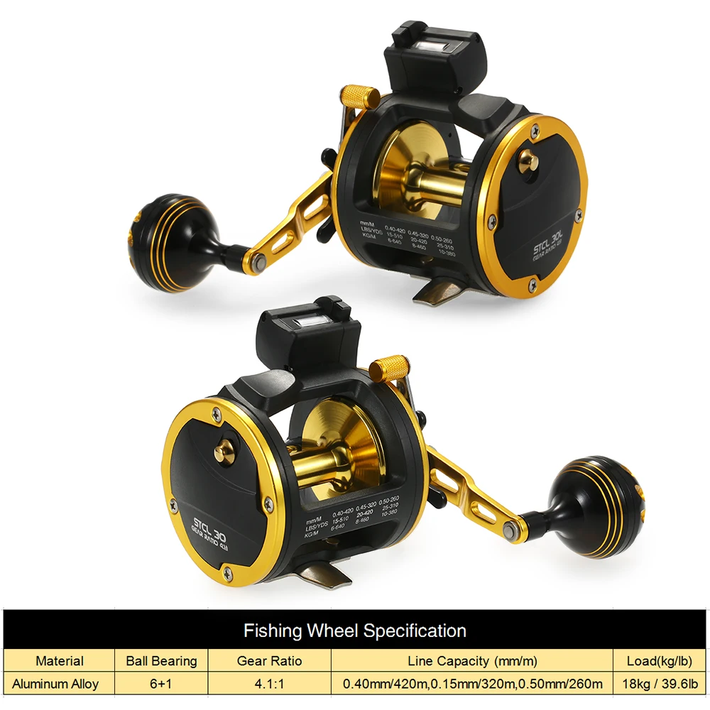 

7 BBs Fishing Trolling Reel with Line Counter Alarm Right/Left Hand Casting Sea Fishing Reel Saltwater Baitcasting Reel Coil