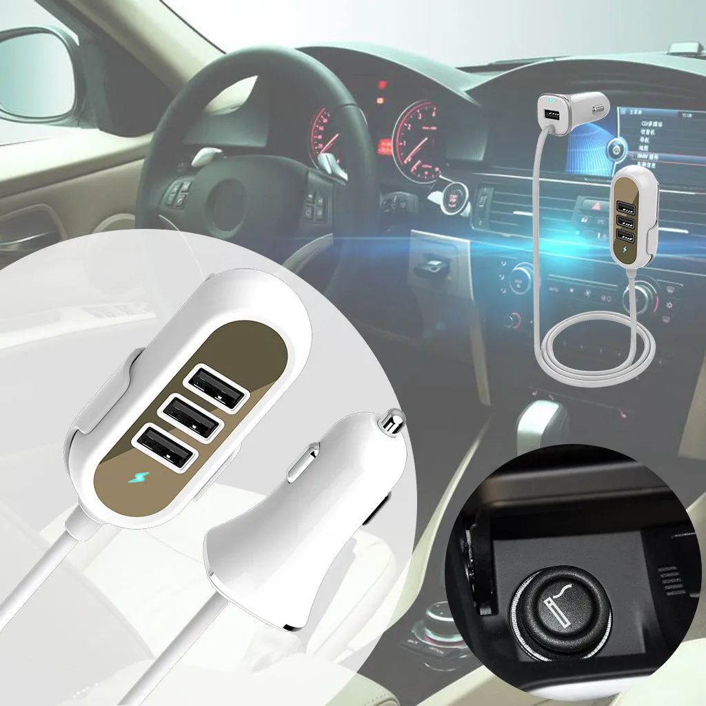 Ouhaobin 4-Порты и разъёмы зарядных порта USB для автомобиля Зарядное устройство для телефона android USB Зарядное устройство кабель Length1.5m адаптер для мобильного телефона