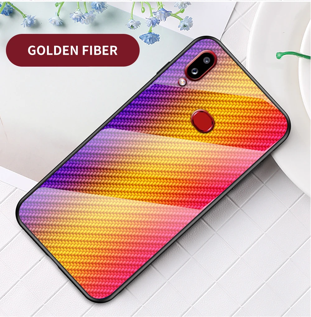 Для samsung Galaxy A10S SM-A107F SM-A107FD углеродное волокно текстура стекло гибридный мягкий силиконовый чехол для samsung A 10S чехол для телефона