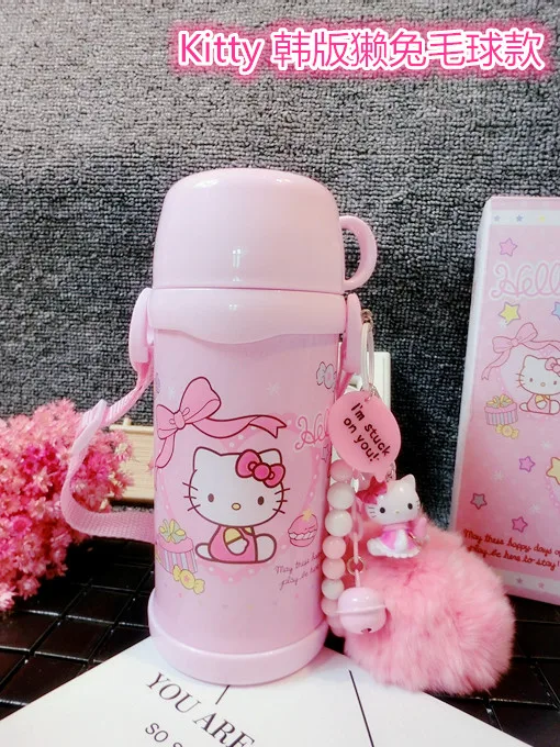 260ml Helloo Kitty Thermos Cup 304 Stainless Steel Water Bottle Pink Kitty Cat Insulated Cup Thermos Flask Hot Water Thermos