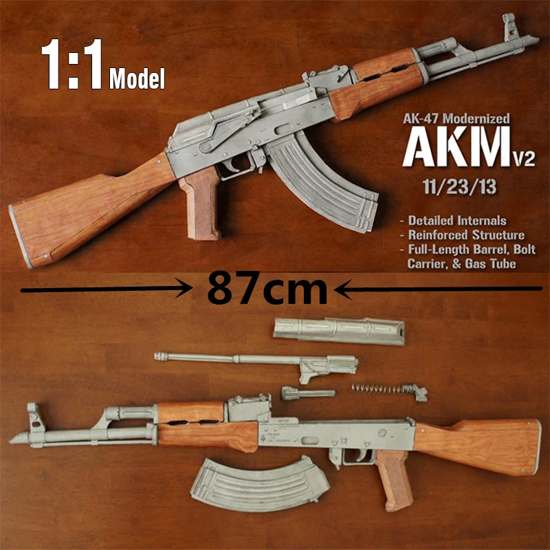 Бумажная модель AK47 1:1 87 см изготовление собранных Игрушечная пистолета AKM съемные