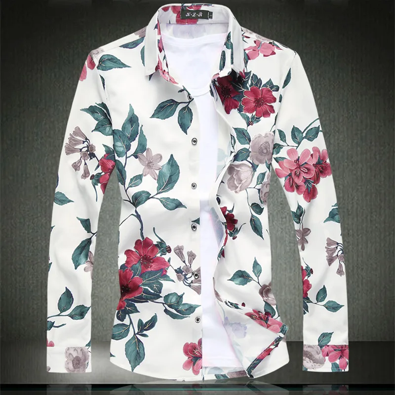 Рубашка мужская оверсайз с длинным рукавом в стиле кэжуал|Повседневные рубашки| |