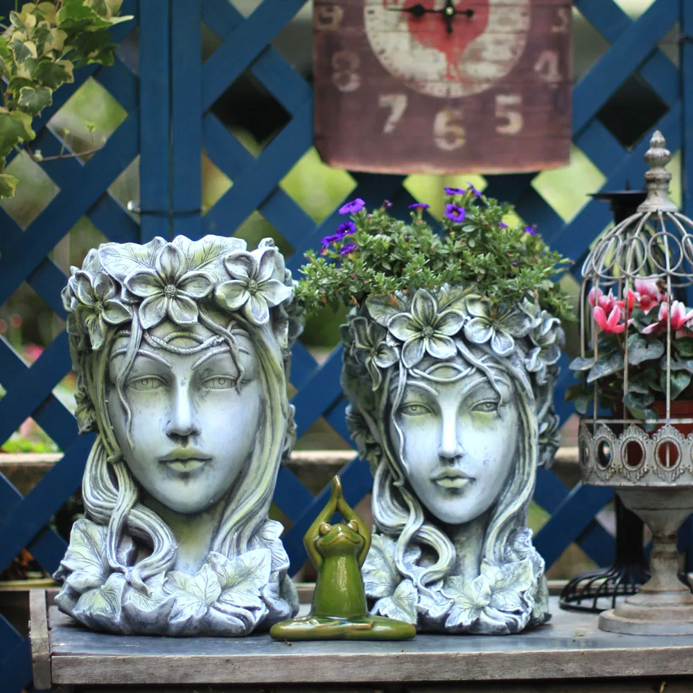 

Creative Country Retro Human Head Succulents Flower Pot Decor Modern Venus Goddess Art Pot Vase Home Garden Outdoor Decor R2935