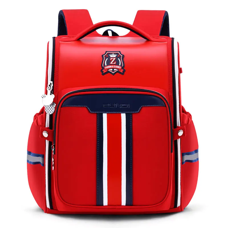 

Leather Children Schoolbags Fashion Design All Open Student bags Large Capacity Waterproof Kids School Backpack
