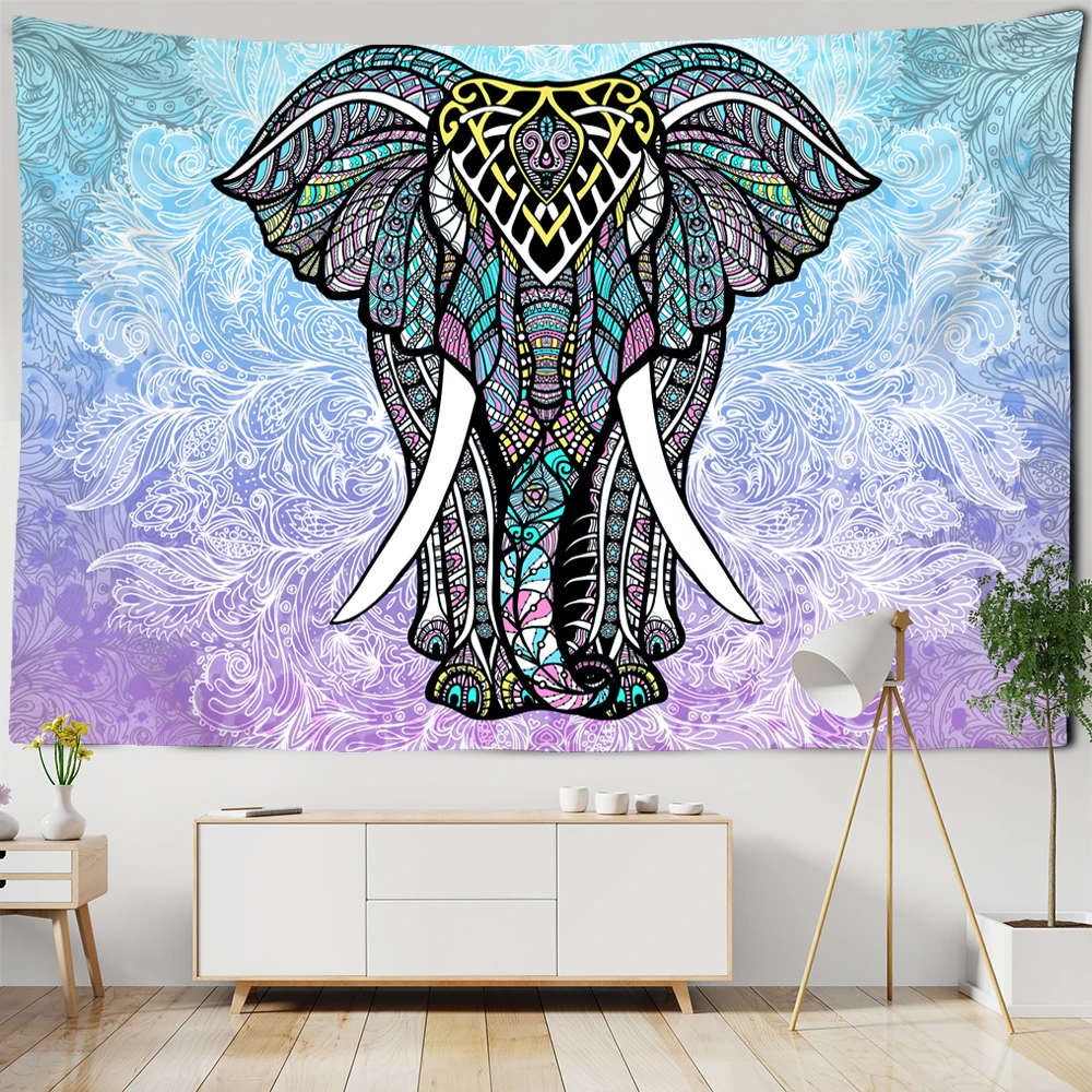 Handmade Cotton Elephant Yoga Mat Tapestry Ethnic Indian Table Cover Home Decor 