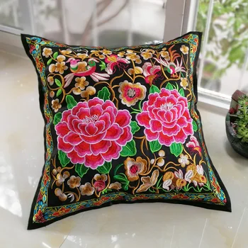 

Ethnic Embroidered Throw Pillow, Chinese Embroidered Cushion, Chinese Embroidered Office Cushion, Car Cushion Cover