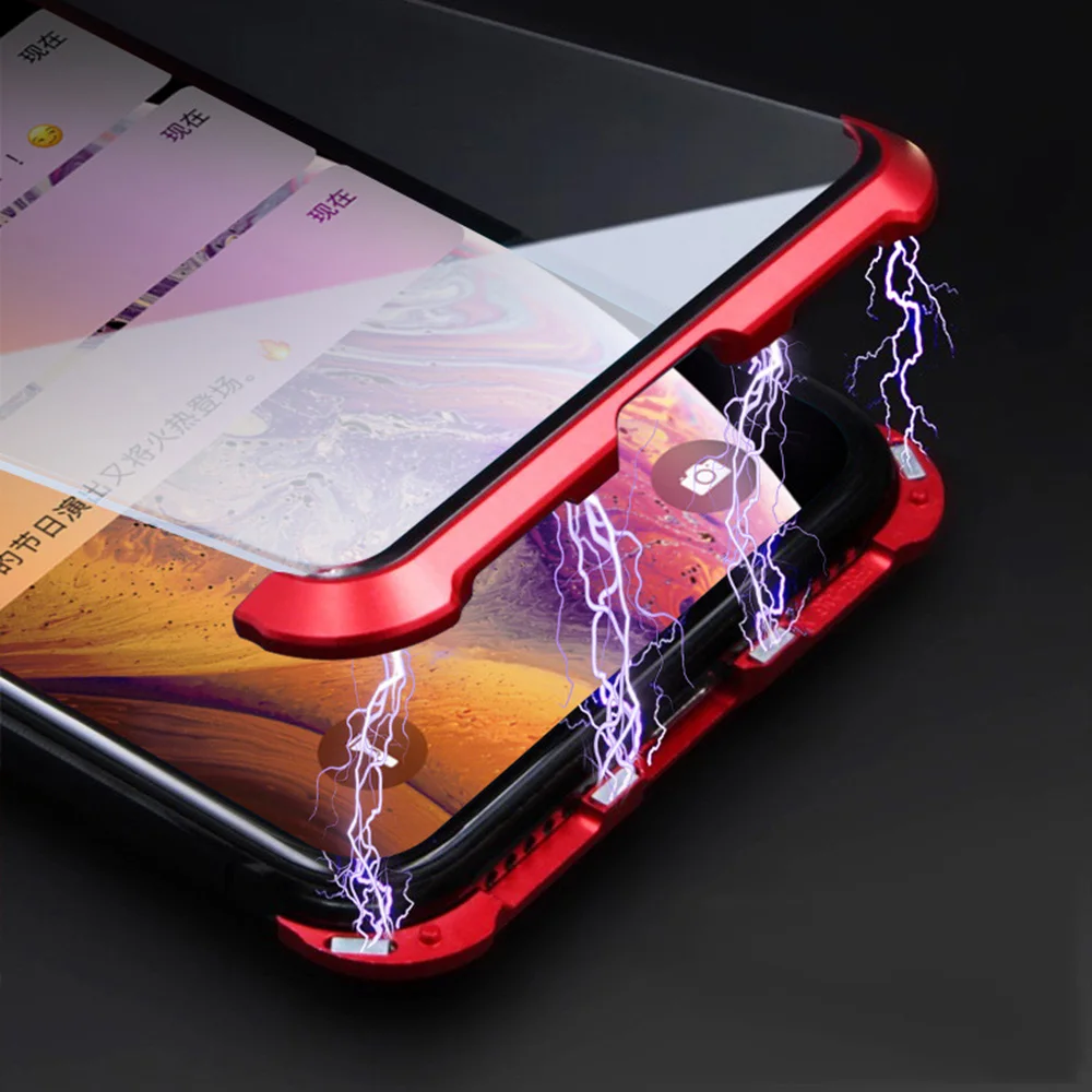 Безрамный металлический магнитный чехол для телефона для iPhone 11 XR XS X стекло Передняя Задняя Магнитная крышка s Чехол для iPhone 11 Pro XS MAX 7 8 plus