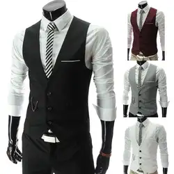 Мода размера плюс мужские жилеты костюм жилет сплошной цвет мужской S-lim жилет деловой жилет, костюм для мужчин офисный Свадебный костюм