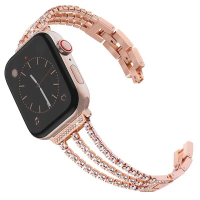 rose gold Женский бриллиантовый ремешок для apple watch 44 мм 42 мм 40 мм 38 мм iwatch ремешок серии 5 4 3 2 браслет для iphone браслет из нержавеющей стали - Цвет ремешка: rose gold