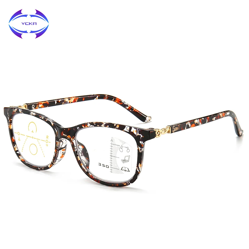 VCKA TR90 Progressive Multifocal Reading Glasses Women Near Far Sight Anti-blue light Eyeglasses Diopter +1.0 1.5 2.0 2.5 3.0 3. |