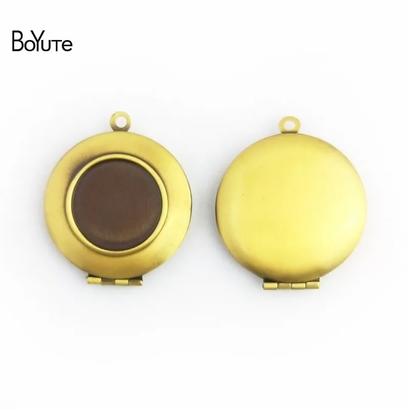 BoYuTe 10Pcs 7 Colors Plated Metal Copper Round 16MM Cabochon Locket Classic Design Plain Photo Locket Pendant Diy (2)