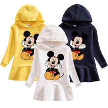 Новые Детские платья для девочек с рисунком Микки Мауса; осенне-зимняя одежда для маленьких девочек; Детский костюм; Хлопковое платье с листьями лотоса; куртка с капюшоном для девочек