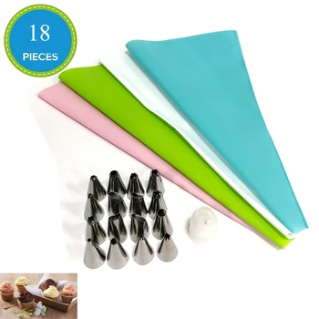 

Meibum 18Pcs Cake Decorating Tools Stainless Icing Tips Confectionery Nozzle Cream Bag Baking Tip Sets Pastry Nozzles Converter