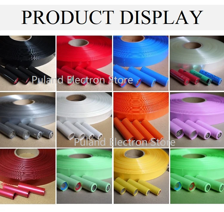 Width 36mm PVC Heat Shrink Tube Dia 22mm Lithium Battery Insulated Film Wrap Protection CaWarp Insulated Cable Sleeve Colorful