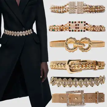 

Best lady Gold Color Simulated Pearls For Women Wedding Metal Hook Closure Belt Jewelry Girls Trendy Gift Wholesale Crystal Belt