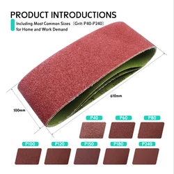 3 pièces 4x24 po. Ponceuse à bandes abrasives de 115mm, oxyde d'aluminium pour l'élimination de la rouille des métaux, polissage des grains 60 80 120 150 240 400 