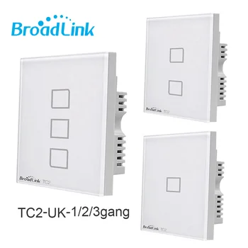 

Broadlink TC2 1/2/3 Gang-UK Standard Light Switch Modern Design White Touch Panel Wifi Wireless Smart Control Via RM4 Pro