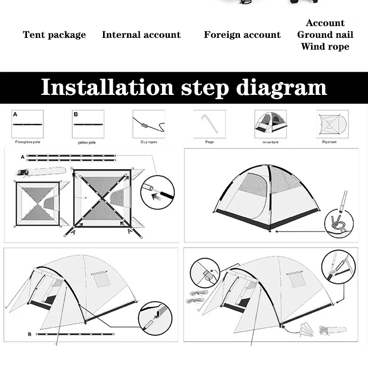 3-4 человек открытый палатка двойной 190T полиэстер ткань B3 сетка дополнительное пространство 1 комната и 1 зал 2500 мм водонепроницаемый холодная погода
