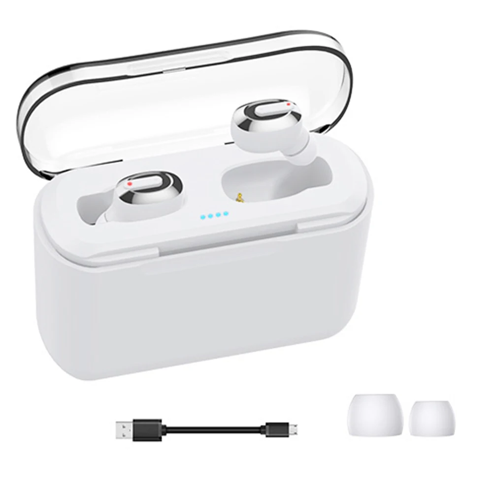 T2 Bluetooth наушники, стерео наушники-вкладыши 5,0, беспроводные наушники, наушники, 2200 мАч, зарядное устройство, беспроводные Bluetooth наушники - Цвет: Белый