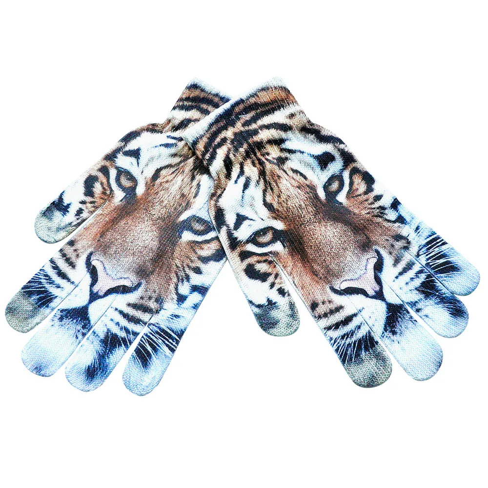 Мужские и женские зимние теплые трикотажные перчатки с 3D принтом, с изображением котенка, милые перчатки для домашних животных, удобные перчатки 103#3