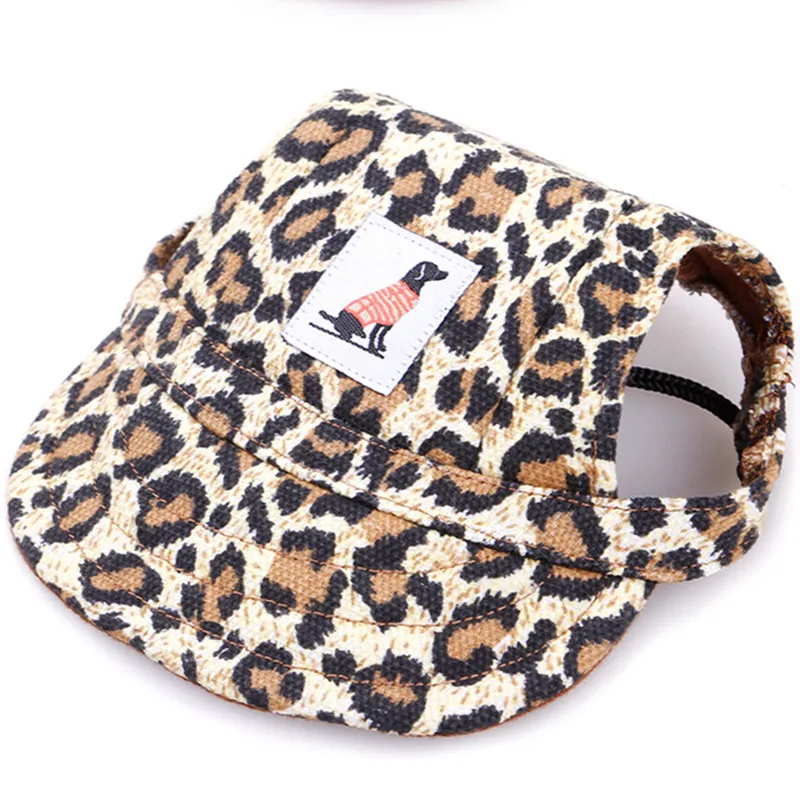 leopard Шапочка для домашних собак, бейсболка, модная шапка для собак, Повседневная парусиновая шапка, шапка для собак, чихуахуа, 8 цветов - Цвет: leopard