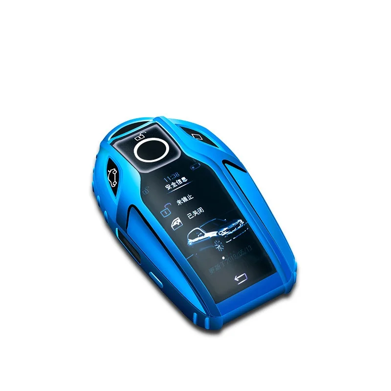 TPU чехол для автомобиля светодиодный Дисплей ключ чехол для ключей для BMW 5 7 серии G11 G12 G30 G31 G32 i8 I12 I15 G01 X3 G02 X4 G05 X5 G07 X7 - Название цвета: Синий