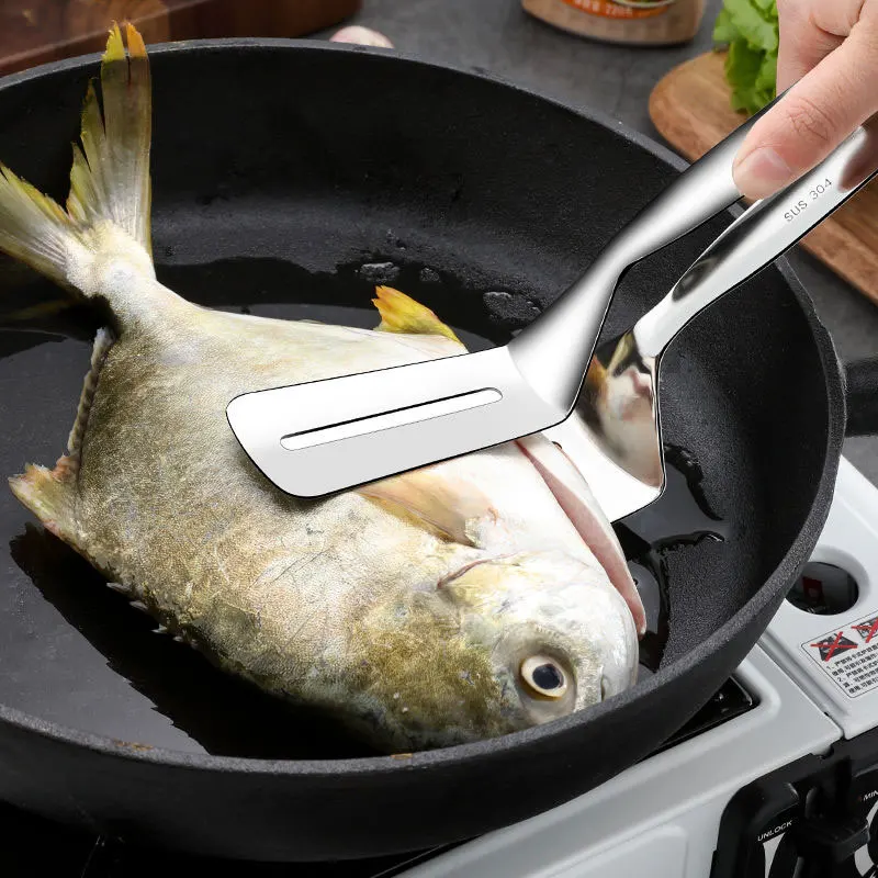 304 нержавеющая сталь кухонная посуда кухонный жареный рыбы лопатка для стейков бытовой Лопата шпатель стейк нож для хлеба - Цвет: Shovel clip