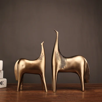 

2 PCS Glod Abstract Horse Statue Resin Art Statue Sculpture Home Decoration Accessories Modern Ornaments Animal Statues Crafts